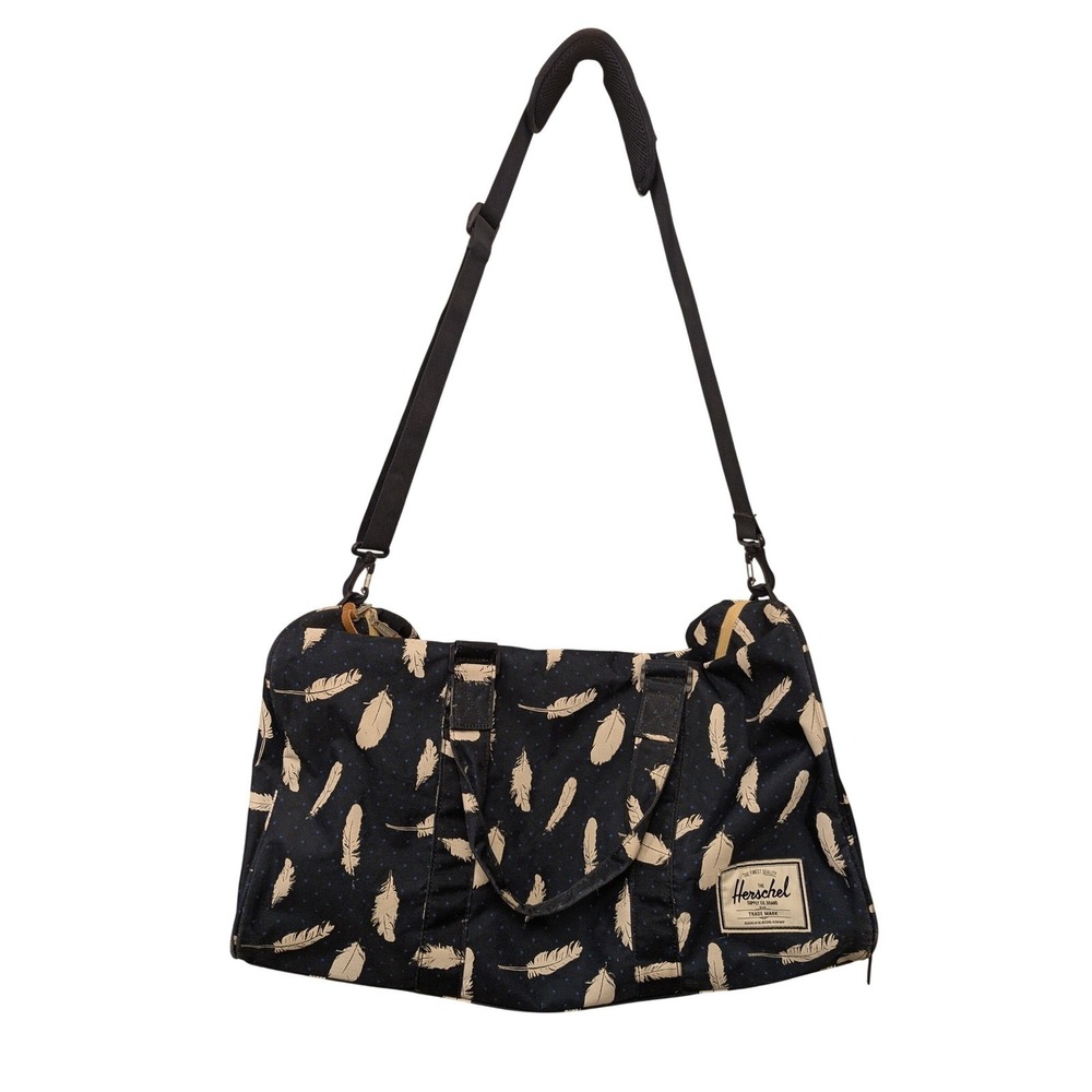 Herschel Supply Co Feather Print Weekender Duffle Bag Navy Blue Vacation Travel